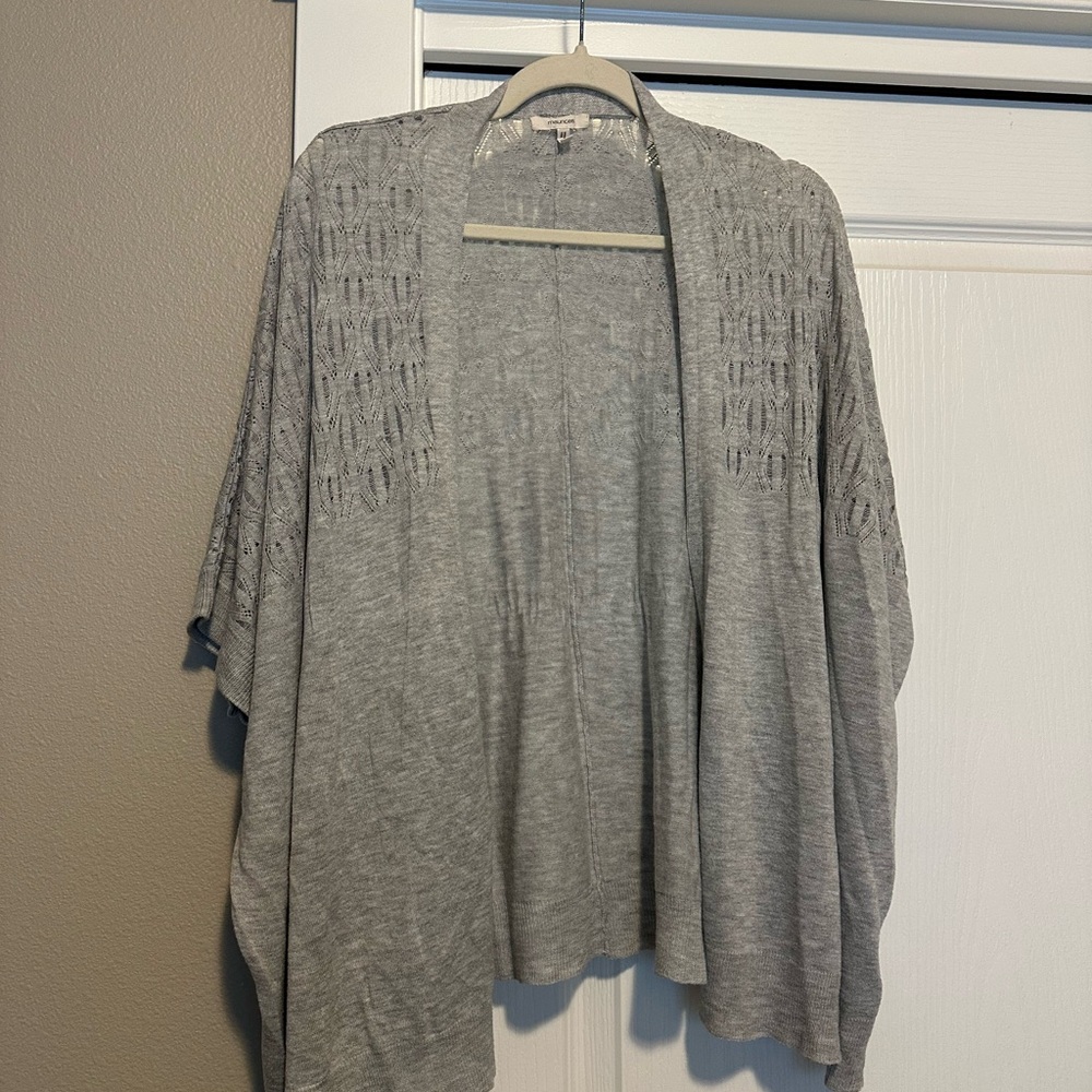 Maurices Light Gray Lace-Detail Cardigan
